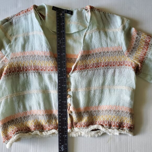 ZARA Cropped Linen Blend Cottage Core Farmhouse Cardigan Medium - Picture 13 of 16